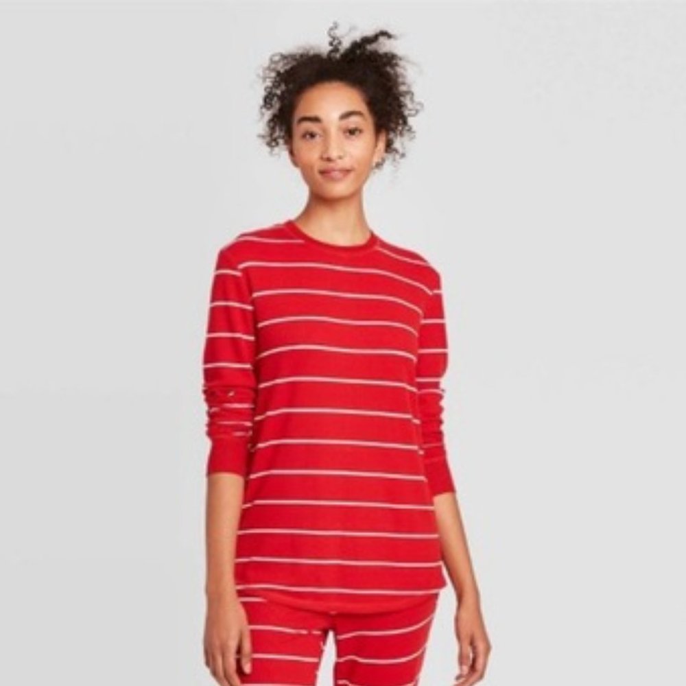 Stars Above Thermal Pajama TOP Red Stripes | XXXL